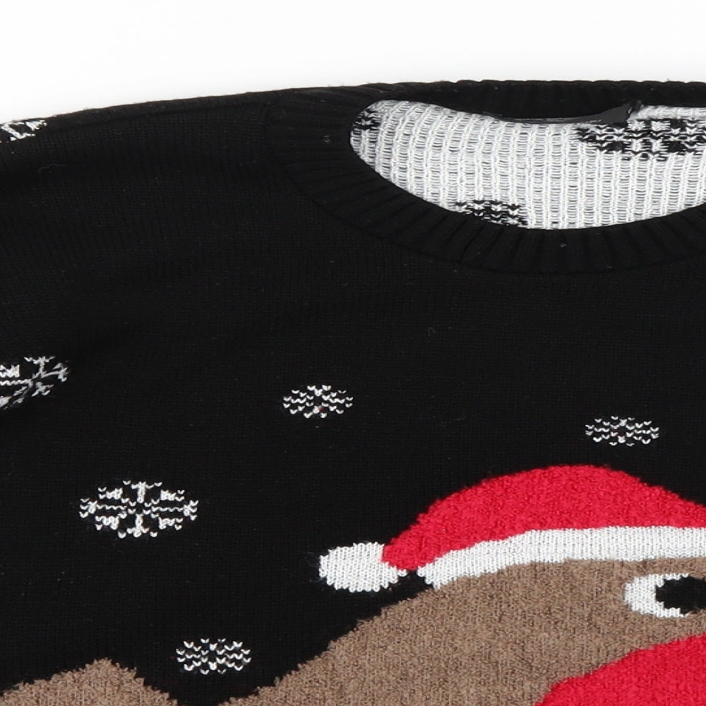 Internacionale Mens Black Geometric  Pullover Jumper Size M  - Christmas