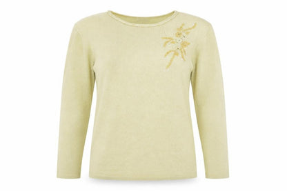 Bonmarché Womens Beige Floral Pullover Jumper Size M