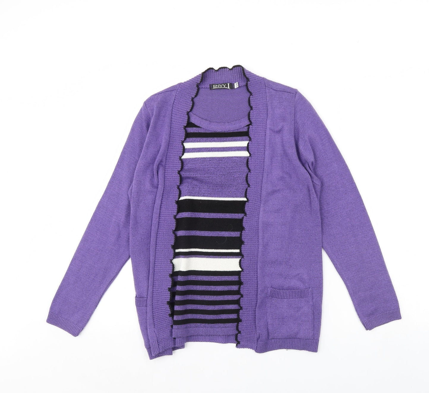 Envy Womens Purple Striped  Pullover Jumper Size S