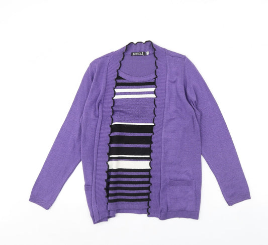 Envy Womens Purple Striped  Pullover Jumper Size S