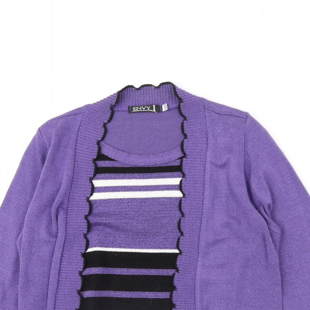 Envy Womens Purple Striped  Pullover Jumper Size S