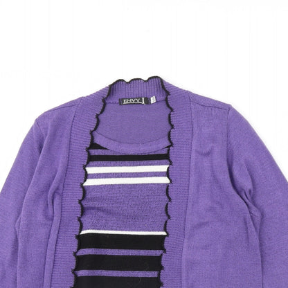 Envy Womens Purple Striped  Pullover Jumper Size S