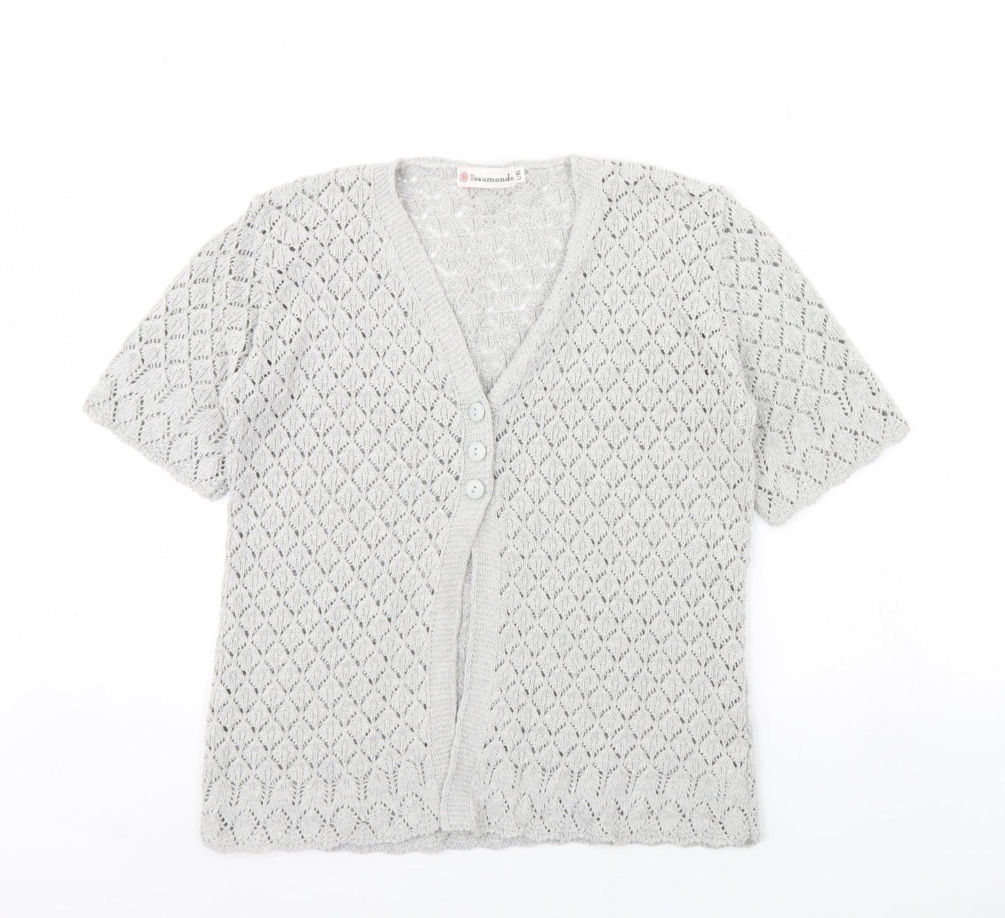 Womens UK Size L Beaumonde Grey Cardigan Jumper
