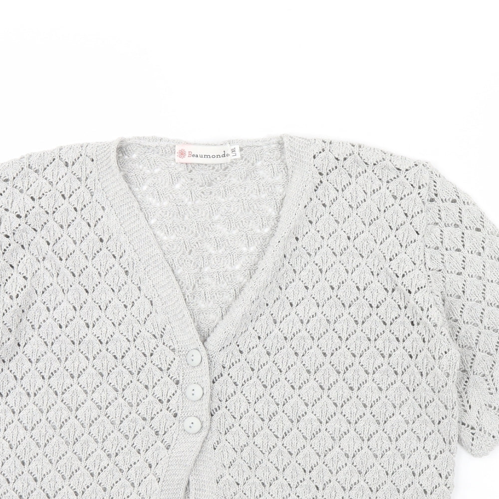 Womens UK Size L Beaumonde Grey Cardigan Jumper