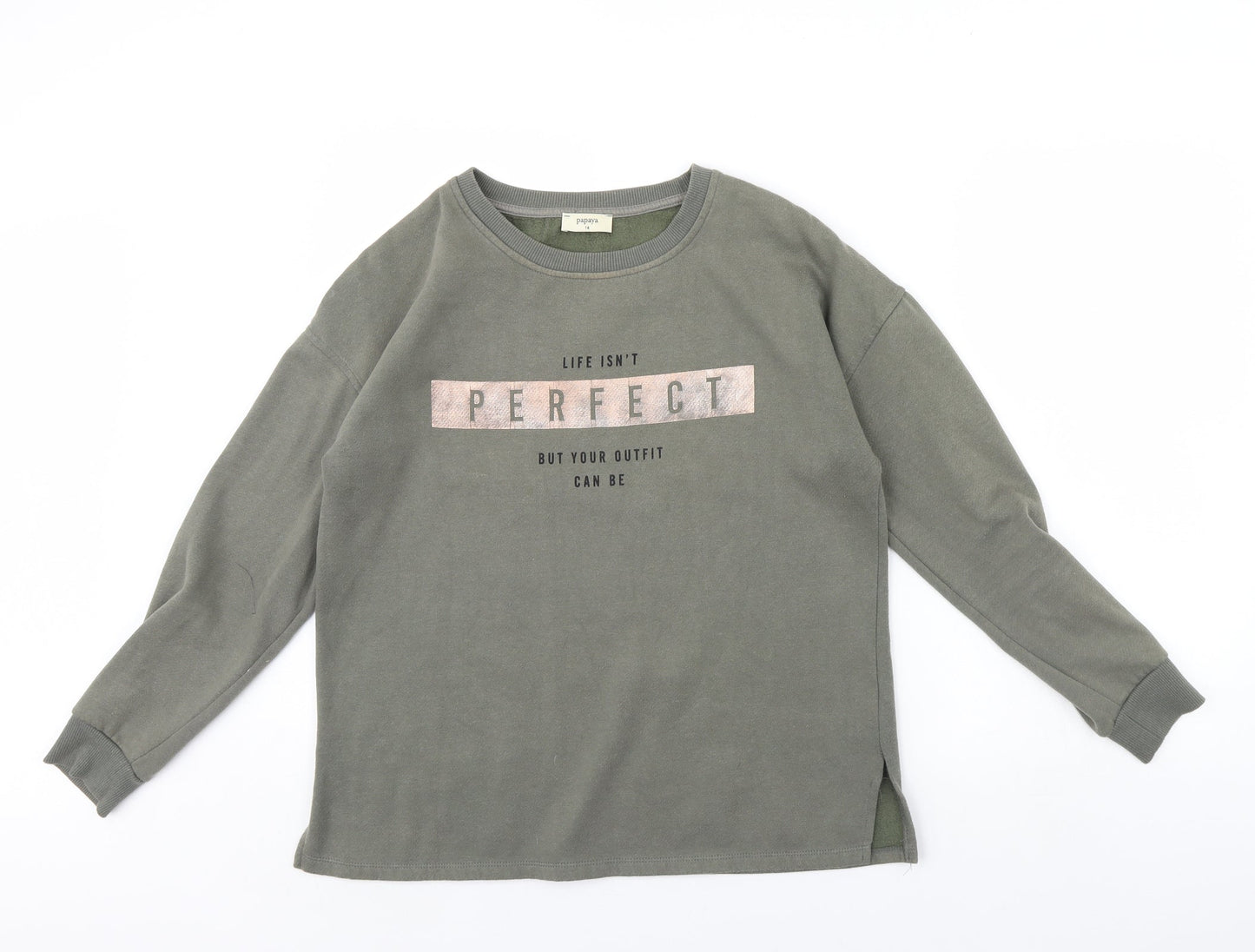Womens UK Size 14 Papaya Green Pullover Jumper