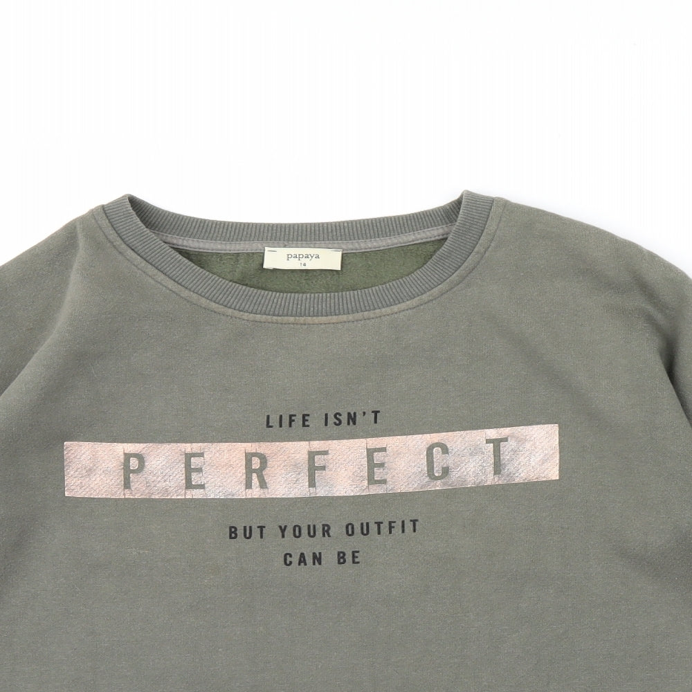 Womens UK Size 14 Papaya Green Pullover Jumper