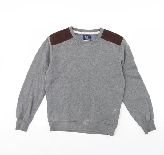 Blue Inc Mens Grey   Pullover Jumper Size XS  - Elbow pads