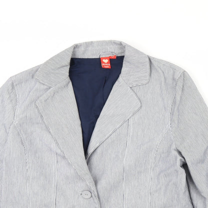 Hoi Polloi Womens Blue Striped  Jacket Blazer Size 16