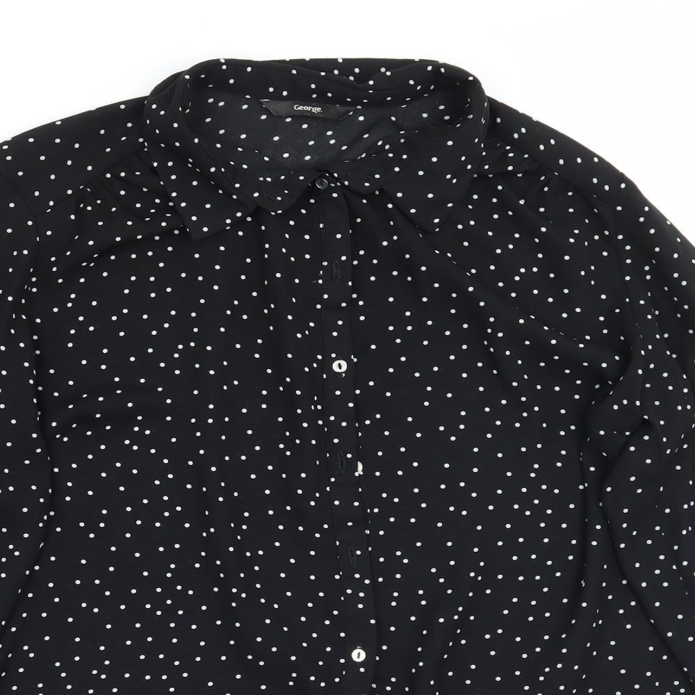 George Womens Black Polka Dot  Basic Button-Up Size 12