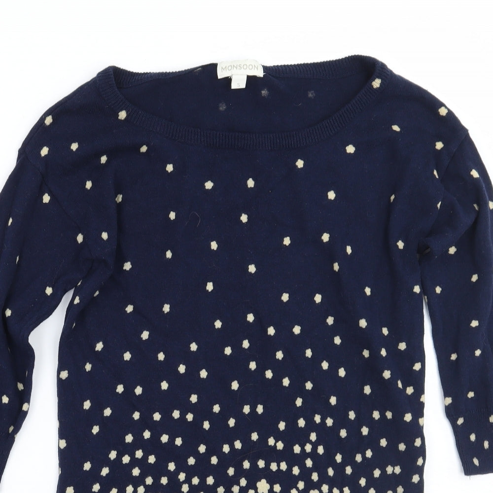 Womens UK Size S Monsoon Blue Pullover Jumper