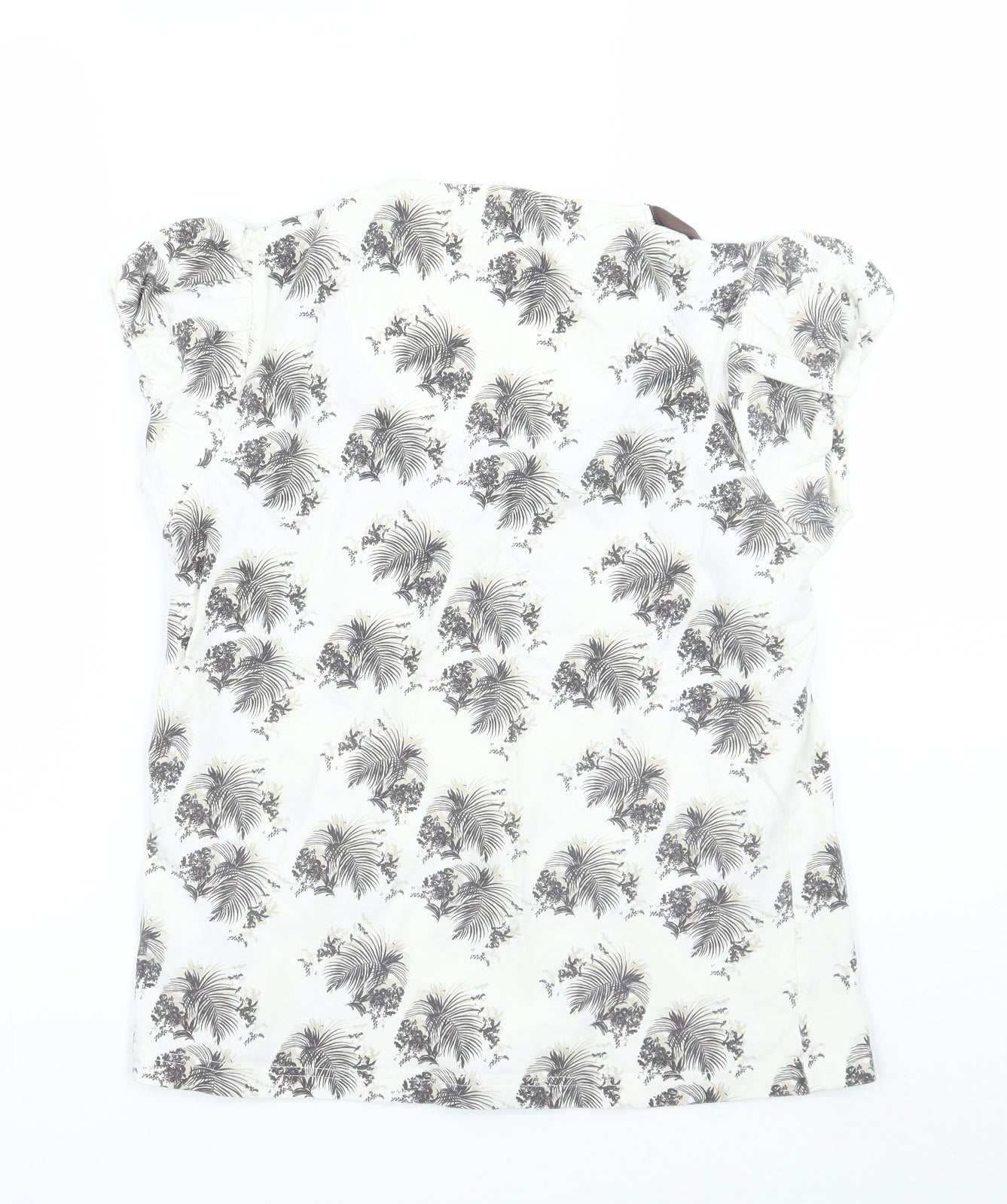 Dasdh Womens White Floral  Basic T-Shirt Size 10