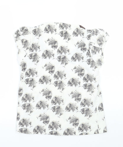 Dasdh Womens White Floral  Basic T-Shirt Size 10
