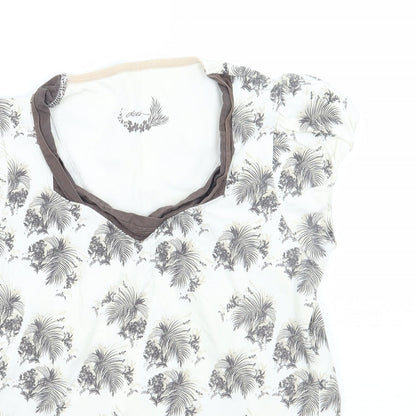 Dasdh Womens White Floral  Basic T-Shirt Size 10