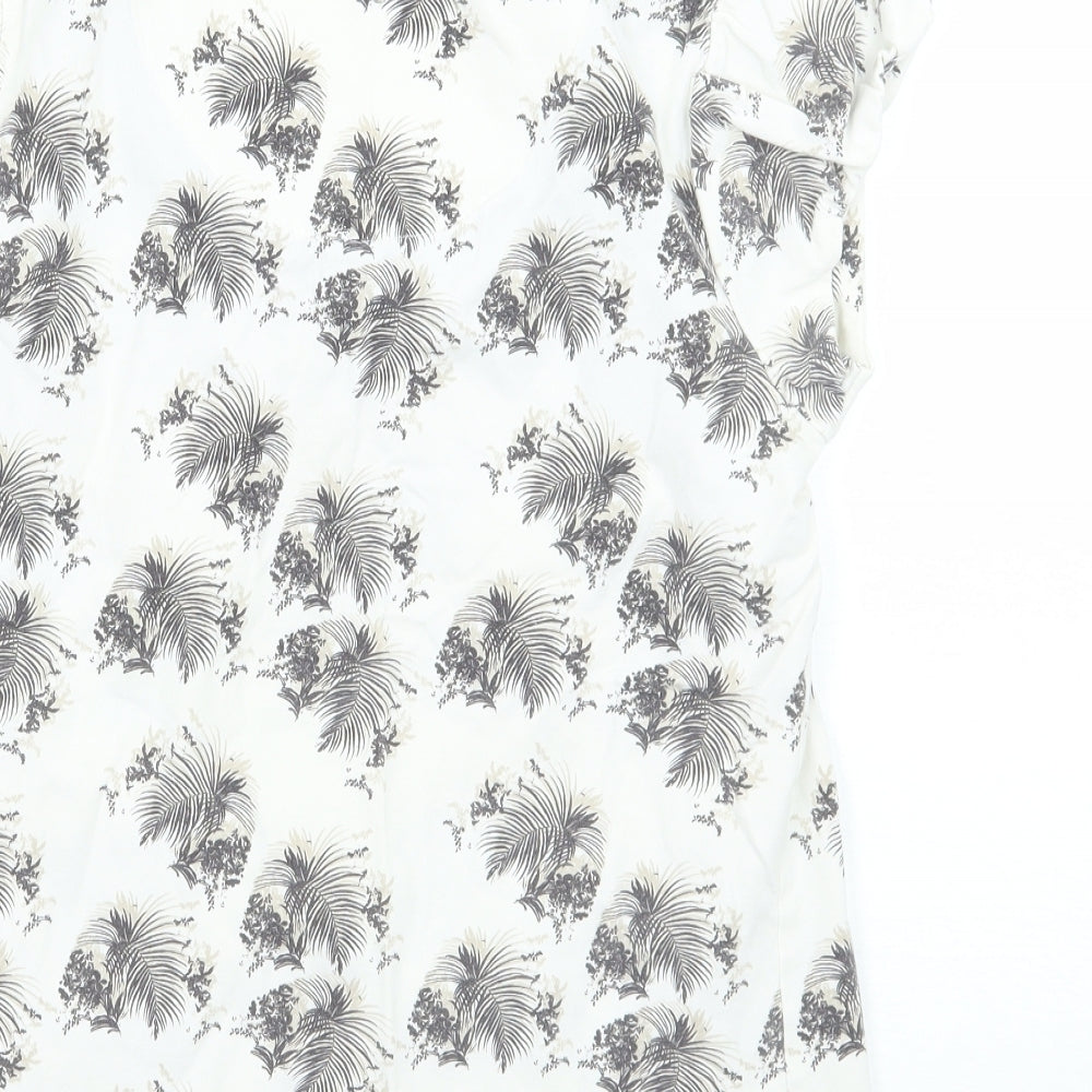 Dasdh Womens White Floral  Basic T-Shirt Size 10