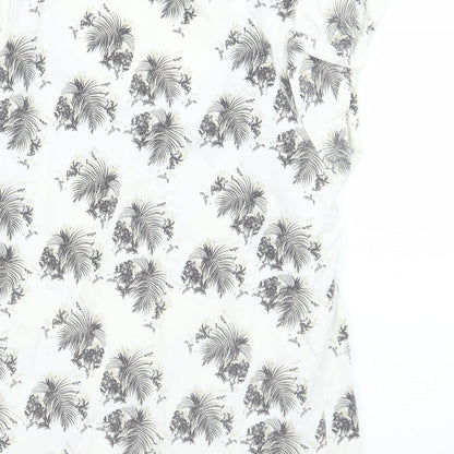 Dasdh Womens White Floral  Basic T-Shirt Size 10