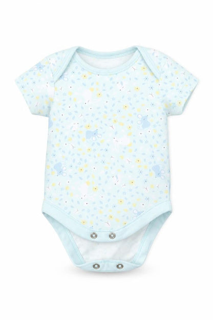 Front view of George girls’ green floral babygrow one-piece, size 0-3, months