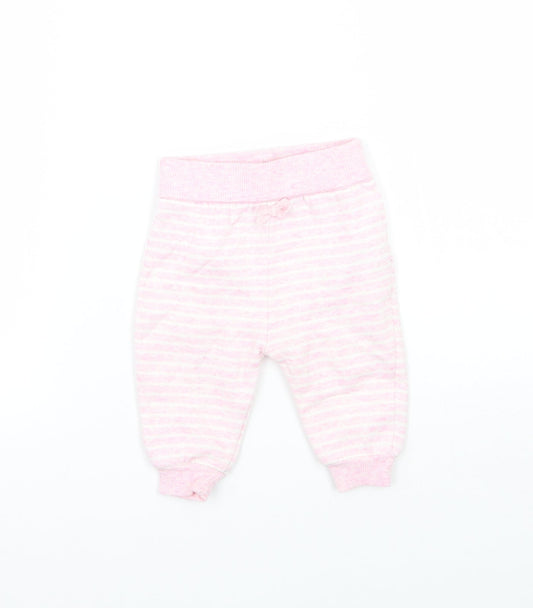 Earlydays Girls Pink Striped  Sweatpants Trousers Size 0-3 Months