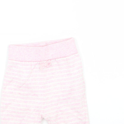 Earlydays Girls Pink Striped  Sweatpants Trousers Size 0-3 Months