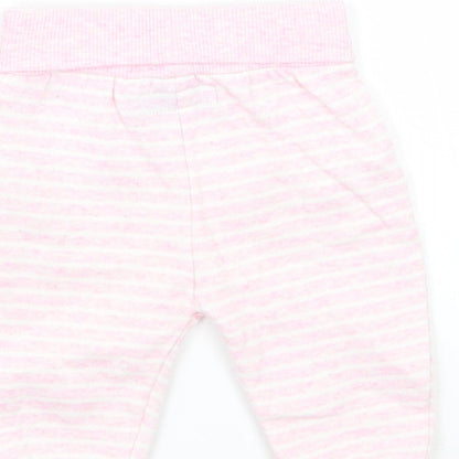 Earlydays Girls Pink Striped  Sweatpants Trousers Size 0-3 Months