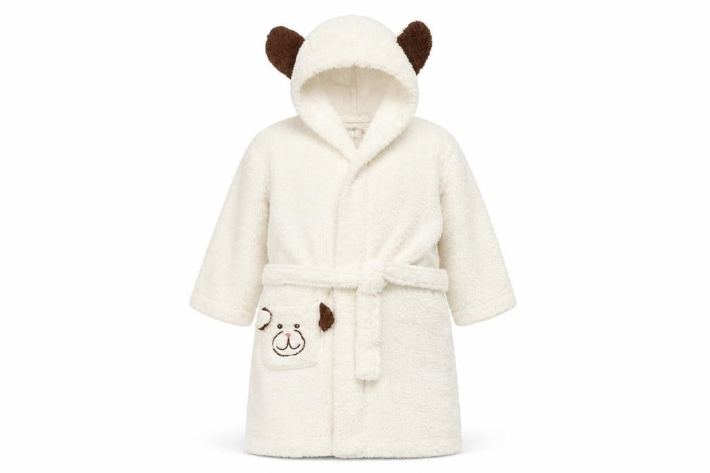 IRS Needs Boys Ivory Animal Print   Gown Size 2-3 Years  - Dog on pocket and ears on hood