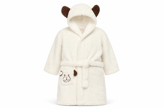 IRS Needs Boys Ivory Animal Print   Gown Size 2-3 Years  - Dog on pocket and ears on hood