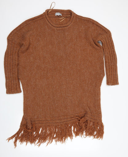 Stitch & Pieces Womens Brown   Pullover Jumper Size 8  - Longline Split Sides Jumper