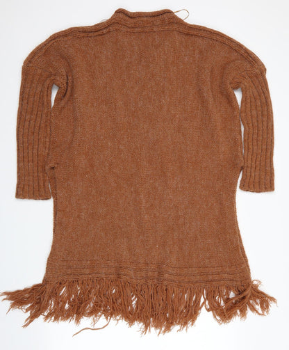 Stitch & Pieces Womens Brown   Pullover Jumper Size 8  - Longline Split Sides Jumper