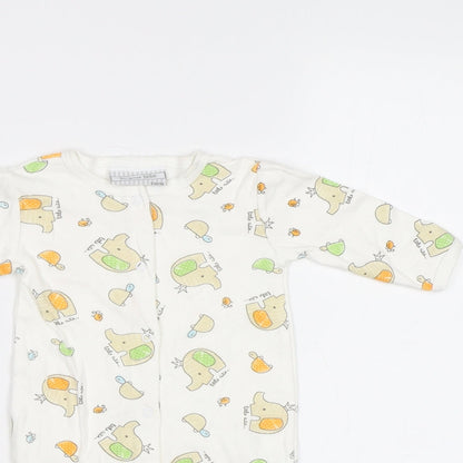 Bonjour Bebe Baby White Geometric  Babygrow One-Piece Size 3-6 Months  - Elephant