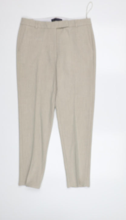 Womens UK Size 10 M&S Regular Fit Dress Pants Beige Trousers