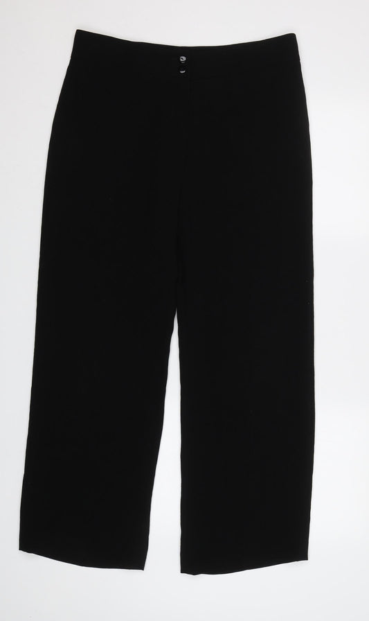 Womens UK Size 14 Gold Regular Fit  Black Trousers