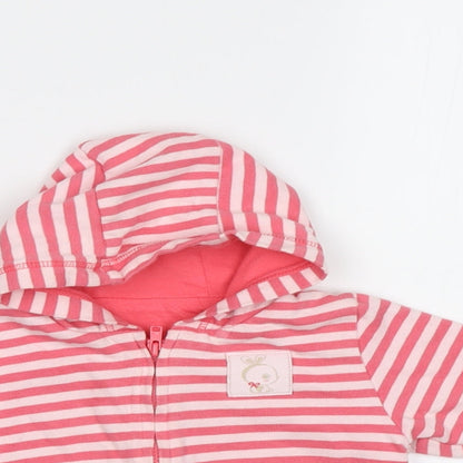 Mothercare Baby Pink Striped  Full Zip Jumper Size 0-3 Months