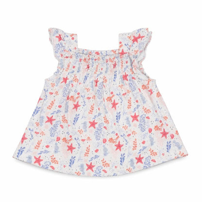 Front view of F&F Baby White Floral Tunic Blouse, size 3-6, Months