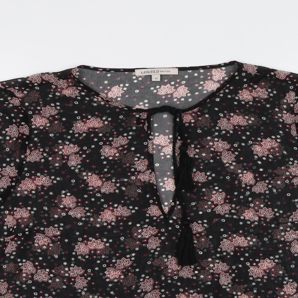 Womens UK Size 12 Limited Edition Black Basic Blouse