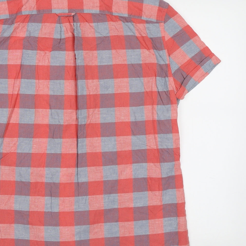 Mens UK Size M NEXT Red  Button-Up Short Sleeve Casual Shirt