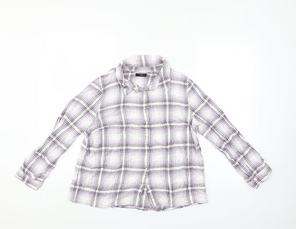 M&Co Womens Multicoloured Check  Basic Button-Up Size 14