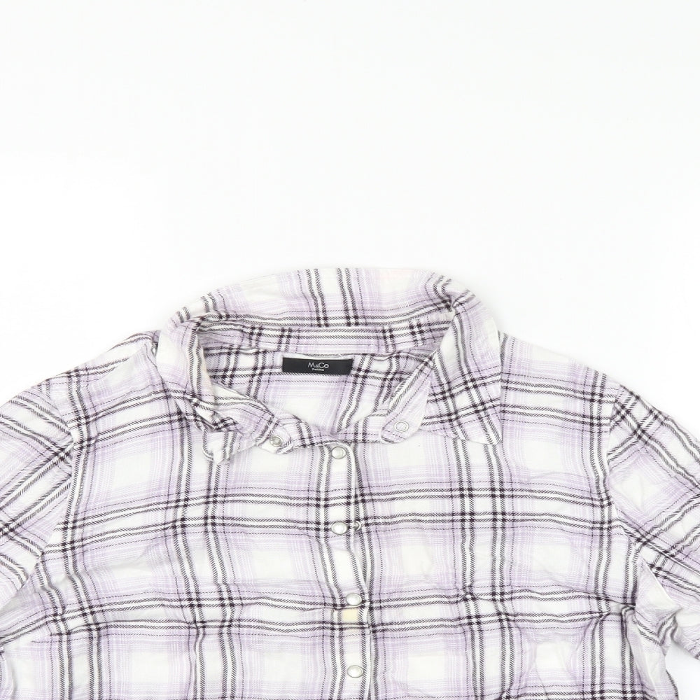 M&Co Womens Multicoloured Check  Basic Button-Up Size 14
