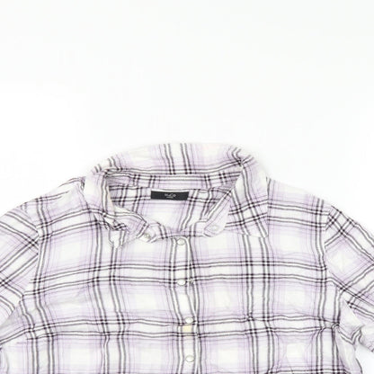 M&Co Womens Multicoloured Check  Basic Button-Up Size 14