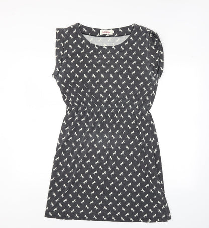 Louche Womens Grey Animal Print  A-Line  Size 14