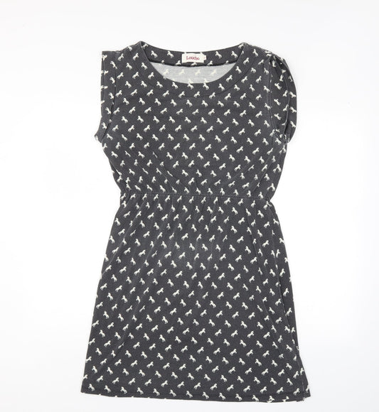 Louche Womens Grey Animal Print  A-Line  Size 14