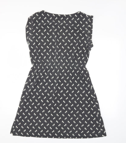 Louche Womens Grey Animal Print  A-Line  Size 14