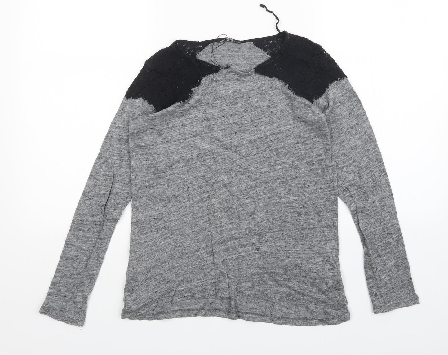 Womens UK Size M Zara Grey Basic T-Shirt