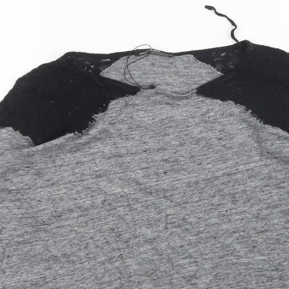 Womens UK Size M Zara Grey Basic T-Shirt
