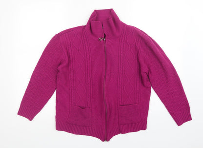 Womens UK Size L fashion Alert Pink Full Zip Jumper