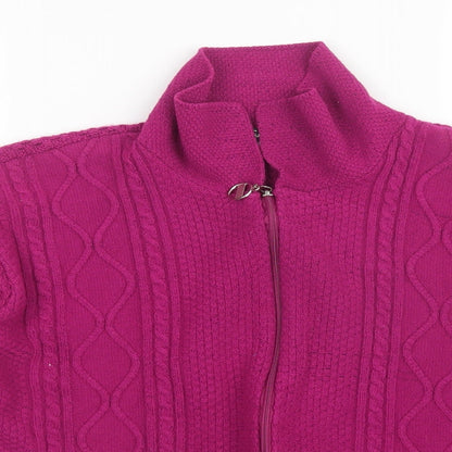 Womens UK Size L fashion Alert Pink Full Zip Jumper