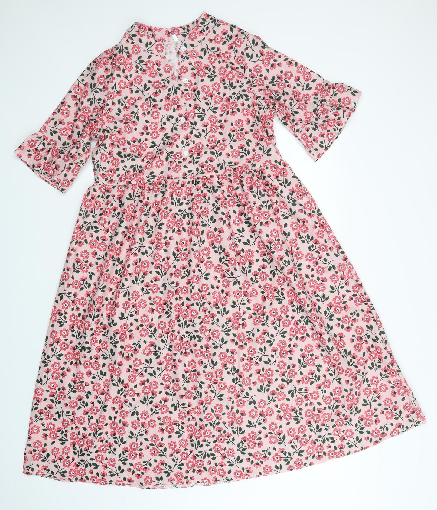 Preworn Womens Pink Floral  A-Line