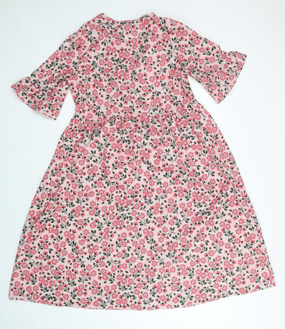 Preworn Womens Pink Floral  A-Line