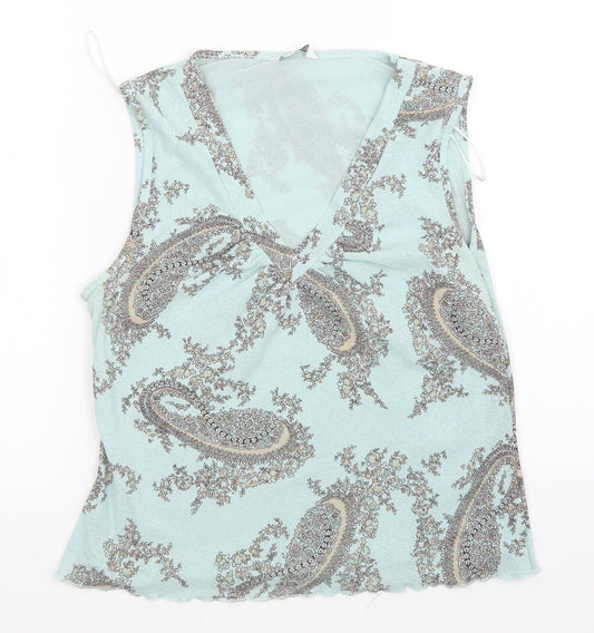 Editions Womens Green Paisley  Basic Tank Size 14