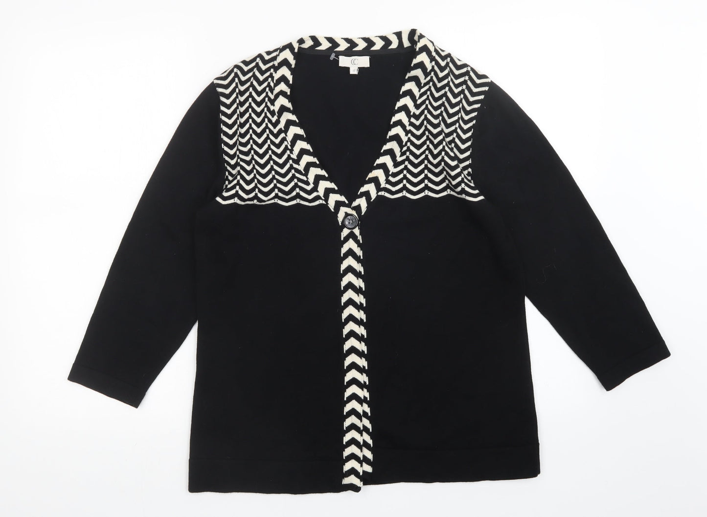 CC Womens Black Striped  Cardigan Jumper Size M