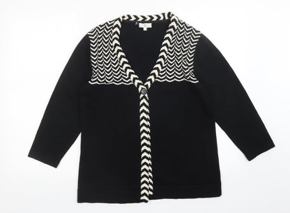 CC Womens Black Striped  Cardigan Jumper Size M