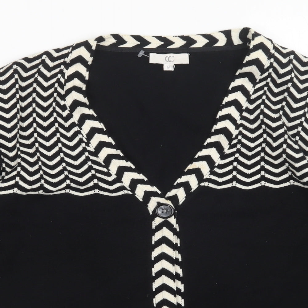 CC Womens Black Striped  Cardigan Jumper Size M